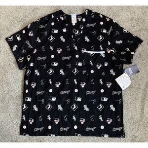 NWT Unisex Men Women Chicago White Sox LARGE Scrub Dudz Top Cotton MLB Baseball‎